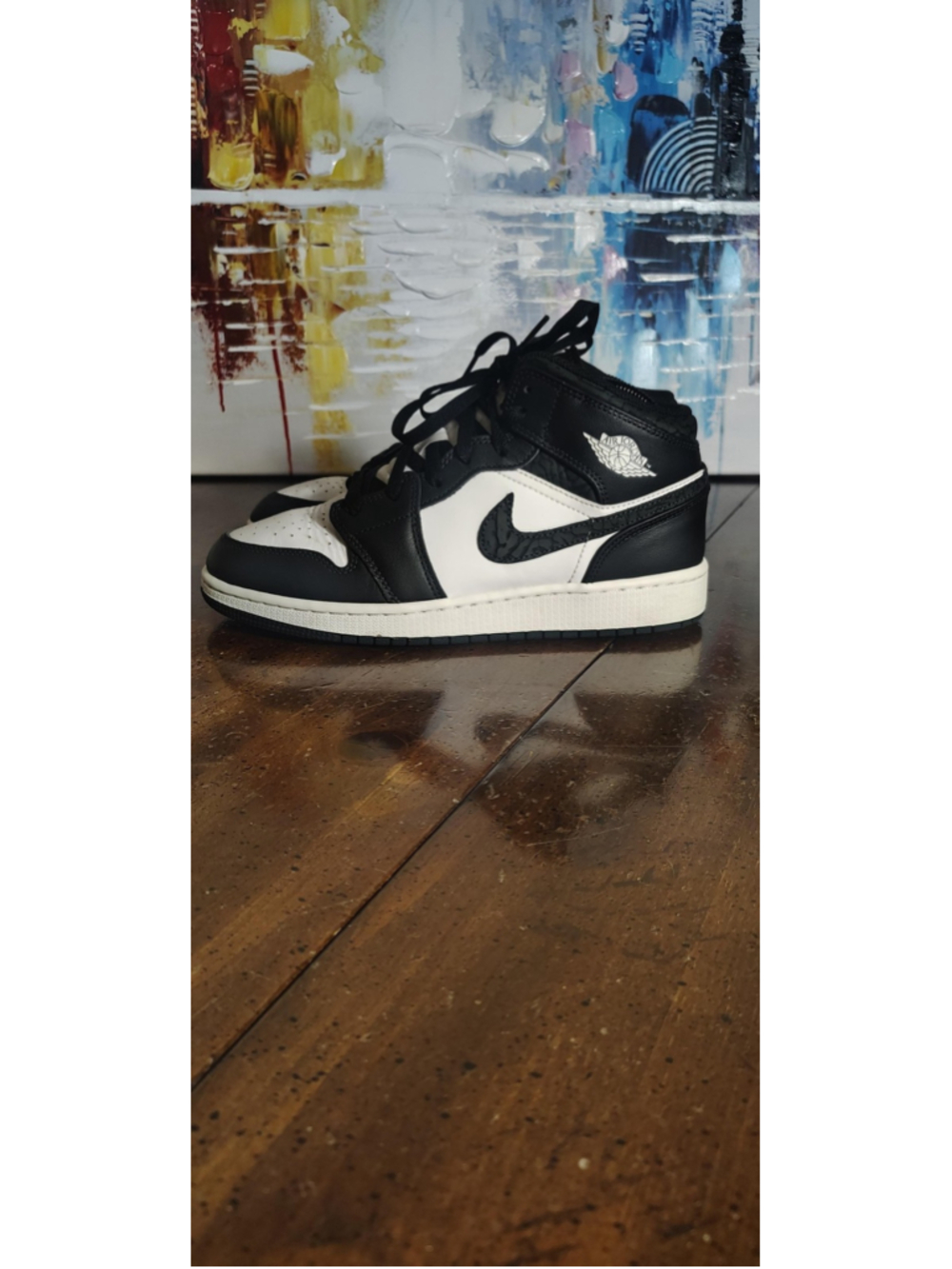 Jordan Air Jordan 1 Mid Shoes Youth Size 7Y Black White Sneakers FB9909-001